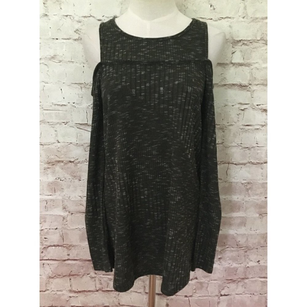 Motherhood Maternity Cold Shoulder Ribbed Knit Long Sleeve Top Green Size M